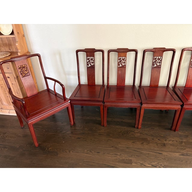 Chinese Set of 8 Mid 20th Century Chinese Ming Rosewood Dining Chairs For Sale - Image 3 of 9