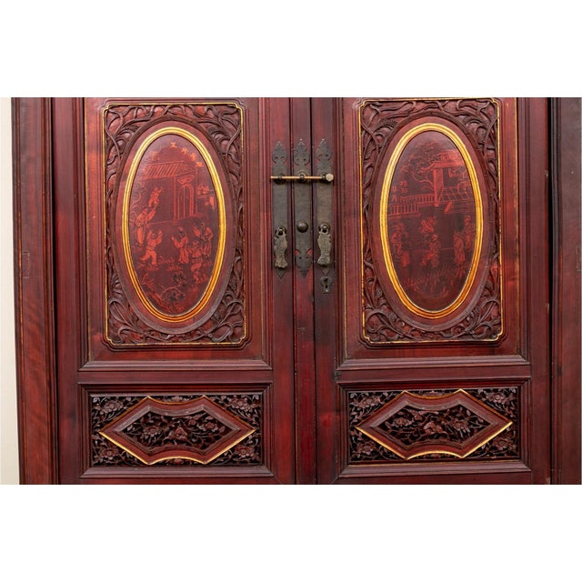 19th Century 19th Century Carved Chinese Wedding Cabinet For Sale - Image 5 of 18