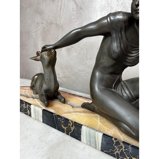 Metal Art Deco, Unknown, Figurative Sculpture, 1930, Spelter and Marble For Sale - Image 7 of 17