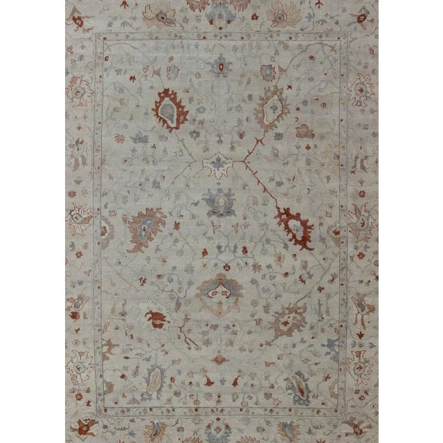 2010s Modern Oushak Rug With All-Over Floral Design in Wool by Keivan Woven Arts For Sale - Image 5 of 12