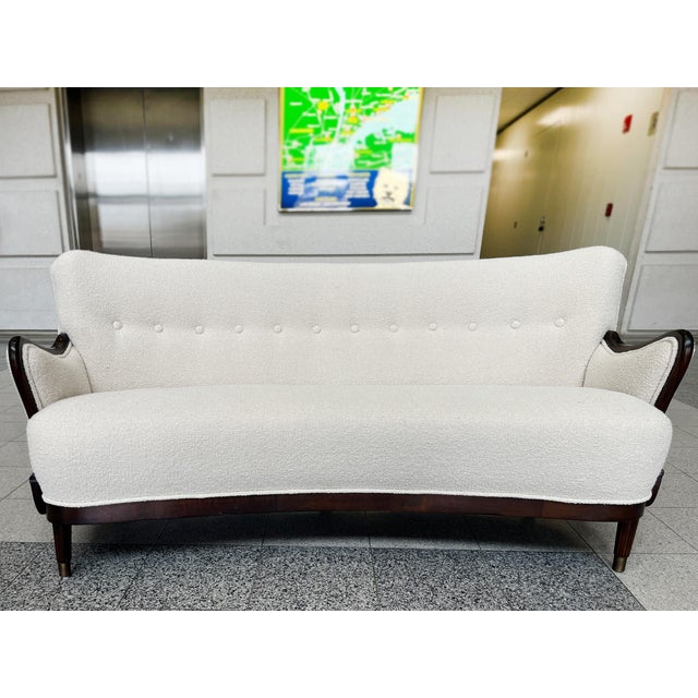 Ivory 1940s Danish Modern Sofa by Alfred Christensen in Ivory Bouclé For Sale - Image 8 of 18