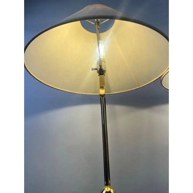 Mid-Century Modern Brass Table Lamp W Marble Base & Original Fabric Shade, Pair For Sale - Image 12 of 16