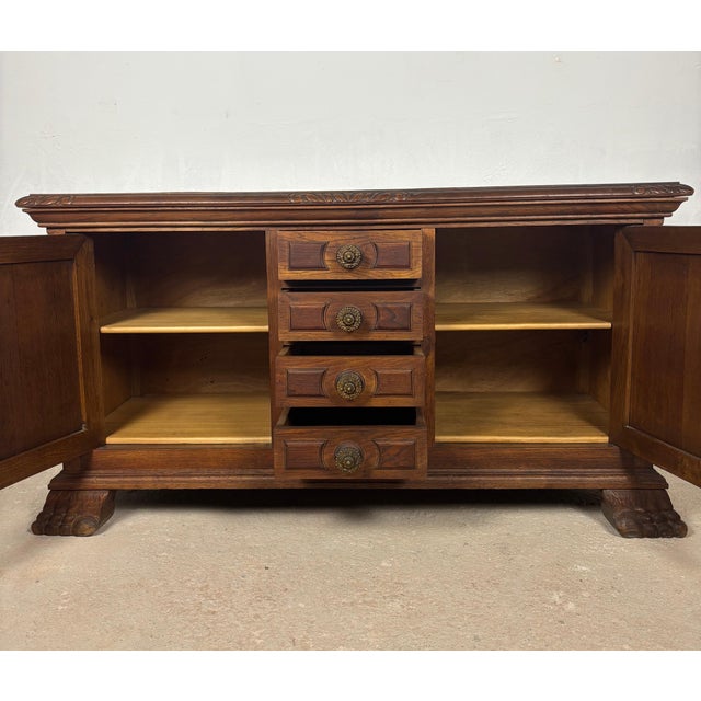 20th Century Spanish Renaissance Style Oak Low Sideboard For Sale - Image 9 of 13