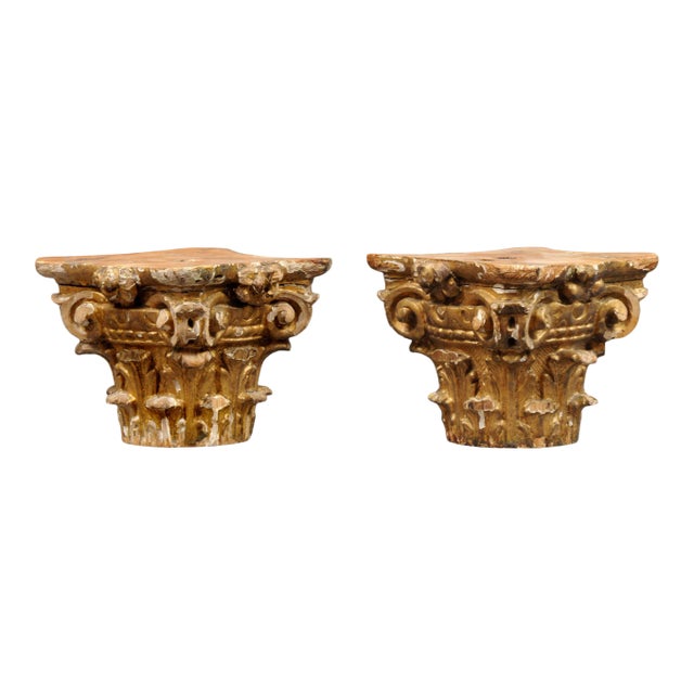 Antique Georgian Gilded Capitals, Circa 1770 - a Pair For Sale