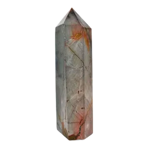 Late 20th Century Contemporary Red Turquoise Obelisk Crystal Point Tower