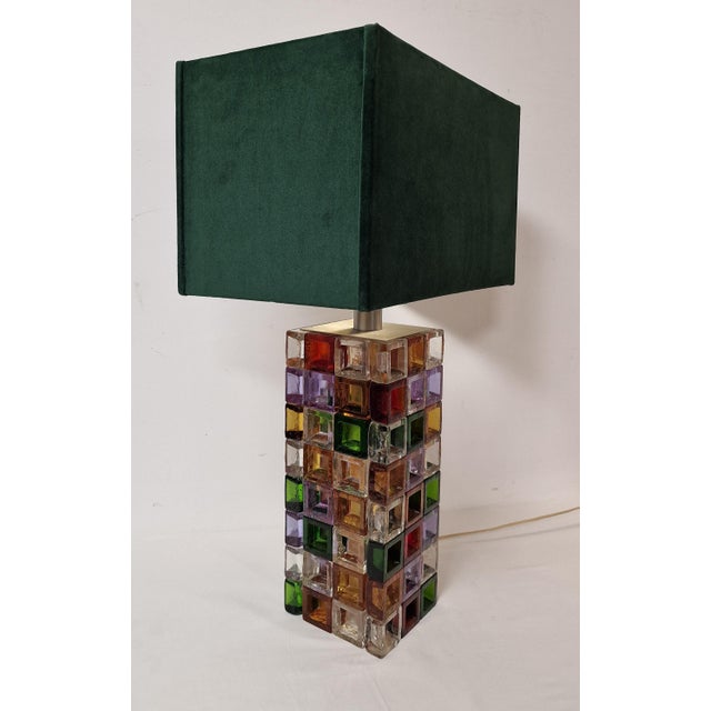 Table Lamp with Multi-Colored Glass Cubes Base, 1970s For Sale - Image 10 of 14