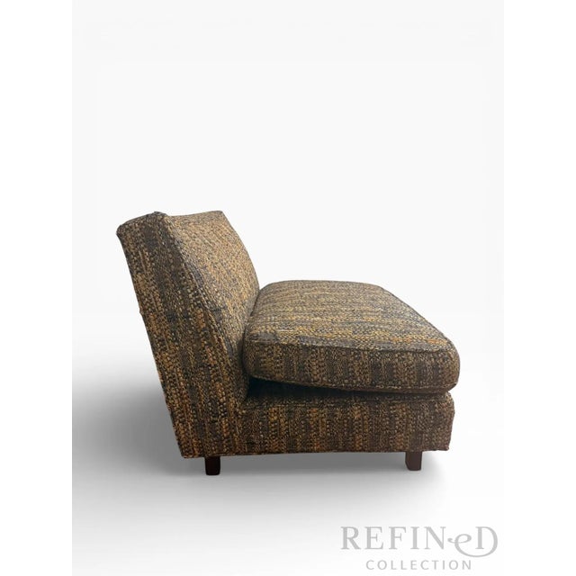Wood Edward Wormley for Dunbar Mid-Century Modern Walnut Settee With Original Jack Lenor Larsen Upholstery, Circa 1950s–1960s For Sale - Image 7 of 13