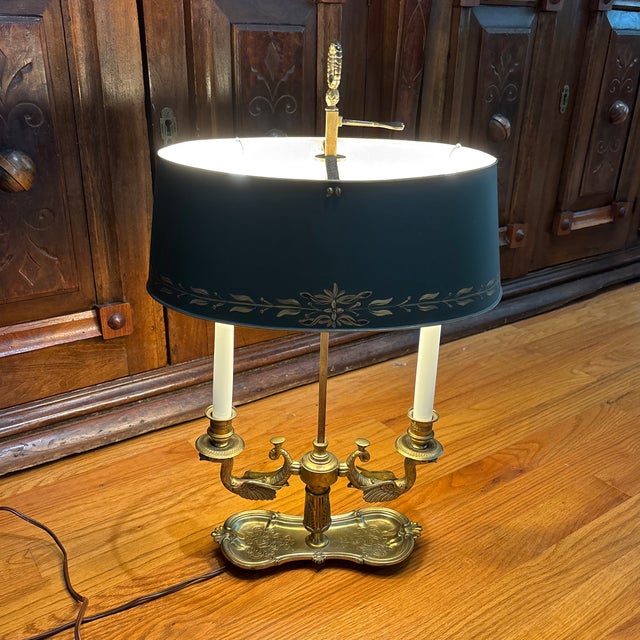 Bronze Bouillotte Lamp With Adjustable Tole Shade For Sale In Savannah - Image 6 of 12