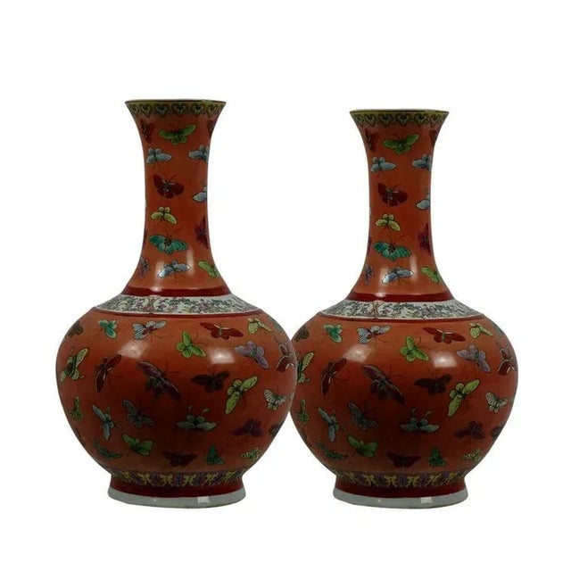 Enamelled Porcelain Vase Guang Xu- 1875 to 1908 - A Pair For Sale - Image 10 of 10