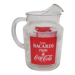 Advertising Glass Pitcher for Bacardi Rum and Coca Cola 1970s Promotion