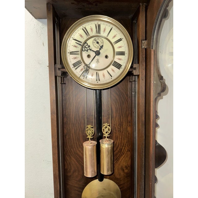 Gustav Becker Antique 2 Weight Vienna Regulator Wall Clock For Sale - Image 10 of 11