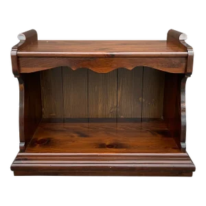 1970s Ethan Allen Old Tavern Antiqued Pine Rustic Traditional Rolling Audio / Video Cart or Server / Bar Cart (12-9018)