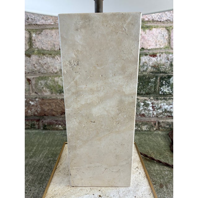 Vintage Travertine Lamp, France For Sale - Image 4 of 13