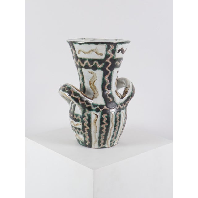 Ceramic Vase with Handles by Robert Picault, 1960s For Sale - Image 3 of 11