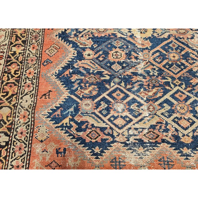 Antique Persian Malayer Gallery Rug, Hand-Knotted Wool, Geometric Pattern, 7x15, Blue & Ivory For Sale - Image 18 of 18