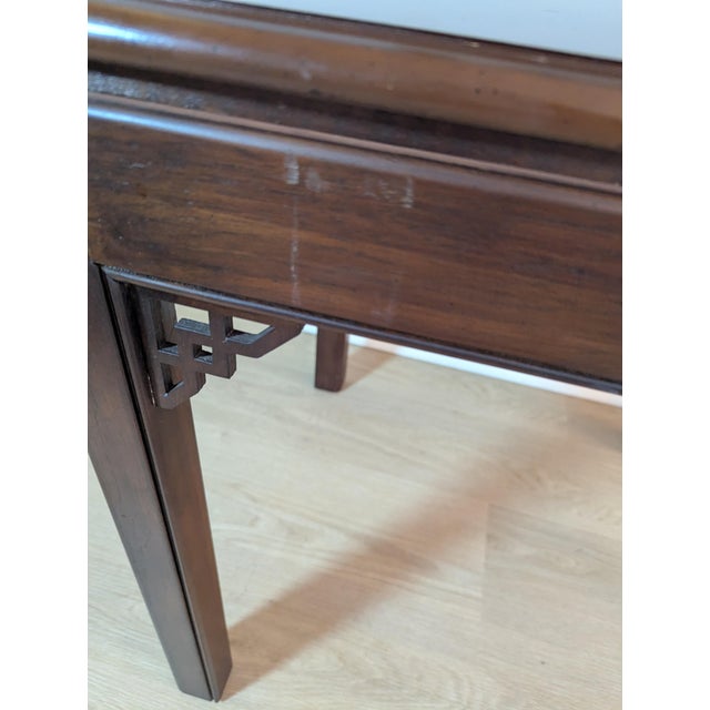 Drexel Heritage Chinese Chippendale Banded Mahogany Side Tables, Pair For Sale - Image 13 of 15