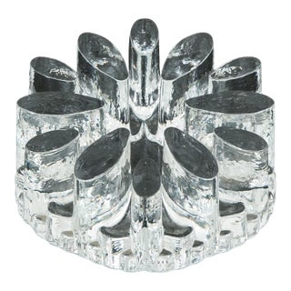 1960s Mid Century Modern Art Crystal Glass Bel Mondo Clear Textured Holder Shutte West For Sale