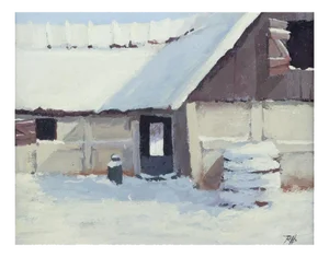 Roald Hansen, Winter Scene with Farm, 1970s, Oil on Canvas