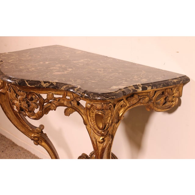 Wood Louis XV Console in Gilt Wood For Sale - Image 7 of 17