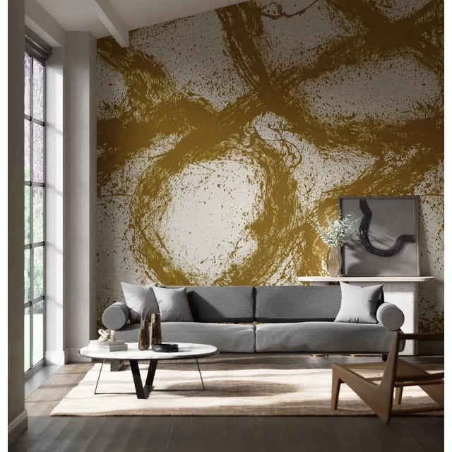 Alive with free-flowing movement and created outdoors by an expressive hand abstract markings twist and turn on a ground...