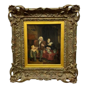 John Burnet (1784-1868) a Detailed Family Scene With Grandparents and Grandchild