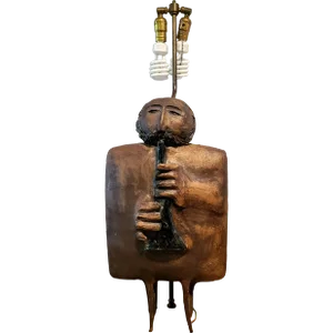 1960s Vintage Figurine Lamp of Music Man Playing Instrument