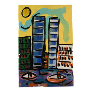 Signed Peter Keil "New-York" Oil on Masonite