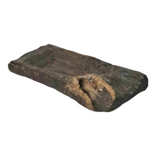 Antique American Primitive Hand-Carved Hardwood Dough Bowl With Natural Burl Edge For Sale