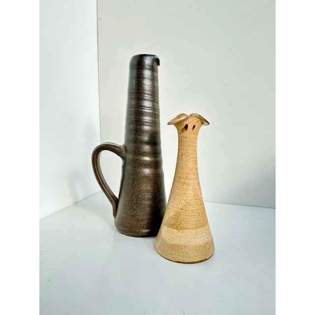 Hand-Thrown Slim Studio Ceramic Vases, Germany, 1980s, Set of 2 For Sale - Image 12 of 15
