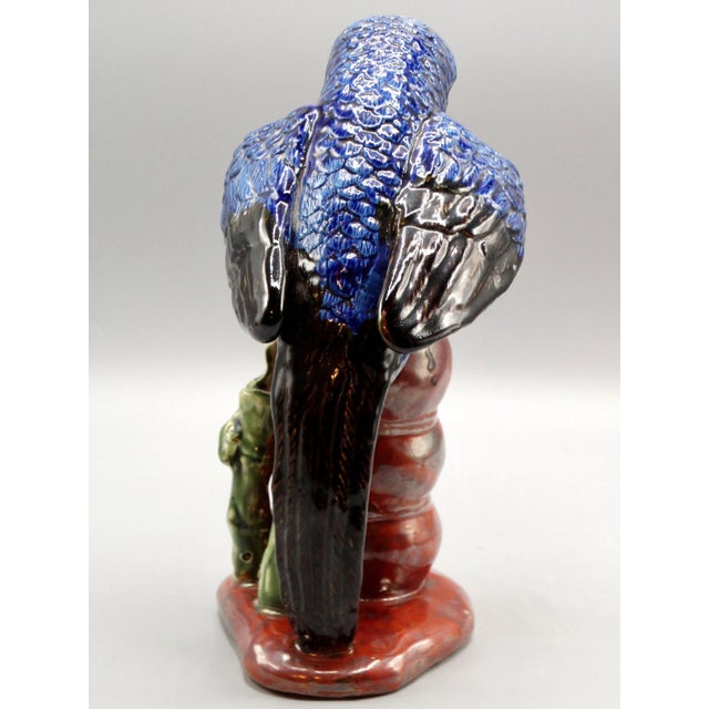 Mid-Century Modern Large Italian Majolica Parrot Figurine 10.5" Height For Sale - Image 3 of 9