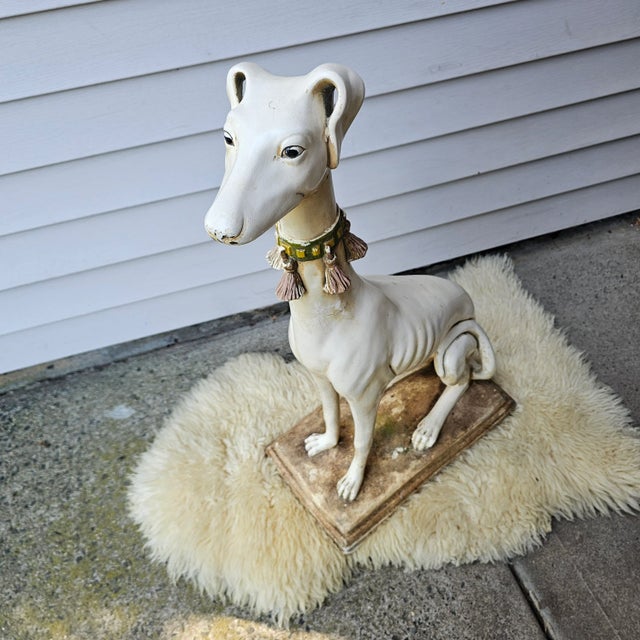 1940s Late Art Deco Sicilian Marwal Chalkware Greyhound.Statue For Sale - Image 10 of 12