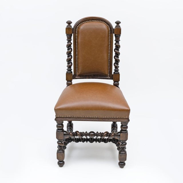 Set of six Italian walnut dining chairs in the Neo-Renaissance style, dating to the late 19th century. The chairs feature...