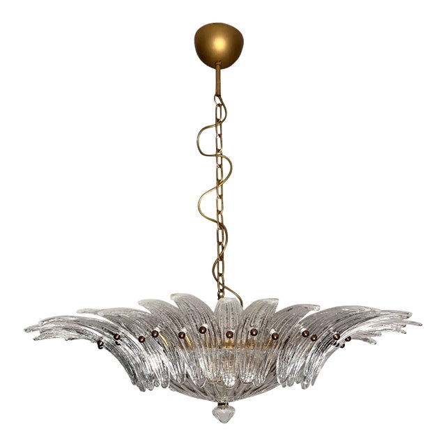 Murano Glass Chandelier Palmette - Clear Glasses For Sale
