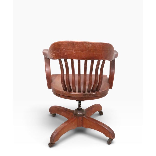 Early 20th Century Bank of England Jury Style Swivel Tilt Desk Chair For Sale - Image 10 of 10