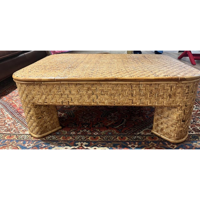 Ralph Lauren 1980s Woven Tortoiseshell Bamboo Coffee Table Attributed to Ralph Lauren for Bloomingdale's For Sale - Image 4 of 11