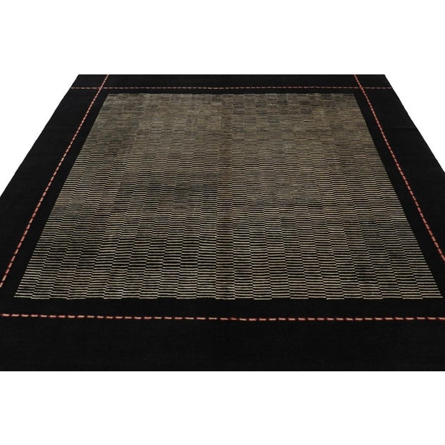 Rug & Kilim Rug & Kilim’s Art Deco Style Square Rug With Beige-Brown Geometric Patterns For Sale - Image 4 of 8