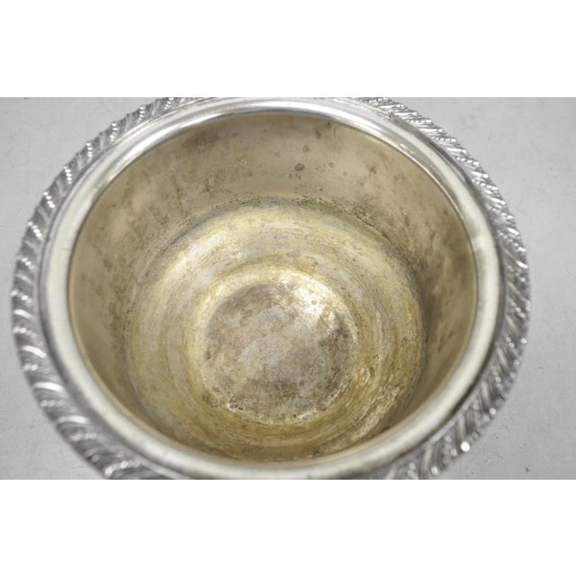 Vintage English Regency Style Silver Plated Low Champagne Chiller Ice Bucket For Sale - Image 10 of 16