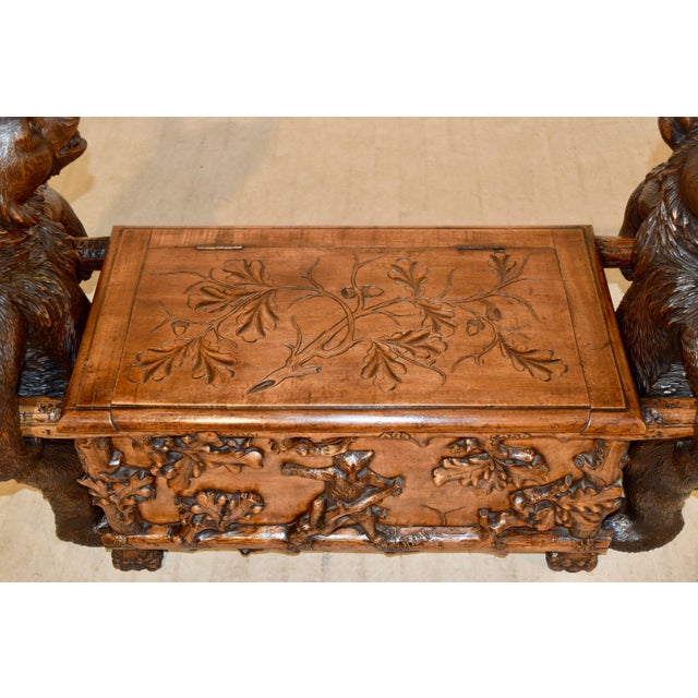 19th C. Black Forest Carved Bear Bench For Sale - Image 9 of 12