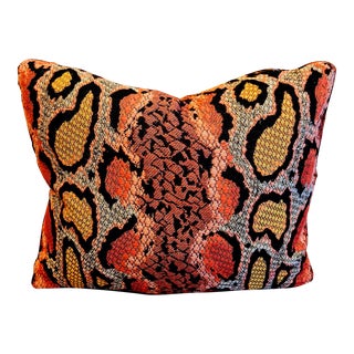 Python Fabric Throw Pillow Made From Italian Woven Fabric For Sale