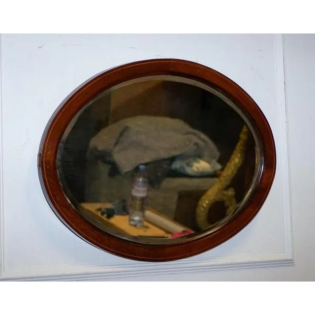 Antique Edwardian Oval Wall Beveled Mirror, 1910s For Sale - Image 9 of 10