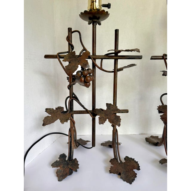 Figurative Pair of Iron Metal Grapevine Wine-Inspired Table Lamps For Sale - Image 3 of 10