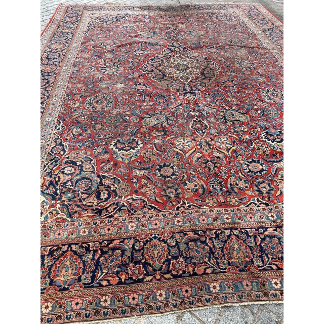 Large Antique Kashan Rug, 1920s For Sale - Image 13 of 18