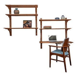 1970s Danish Modern MCM Modular Teak Wall Shelf Unit, 2 Pieces For Sale