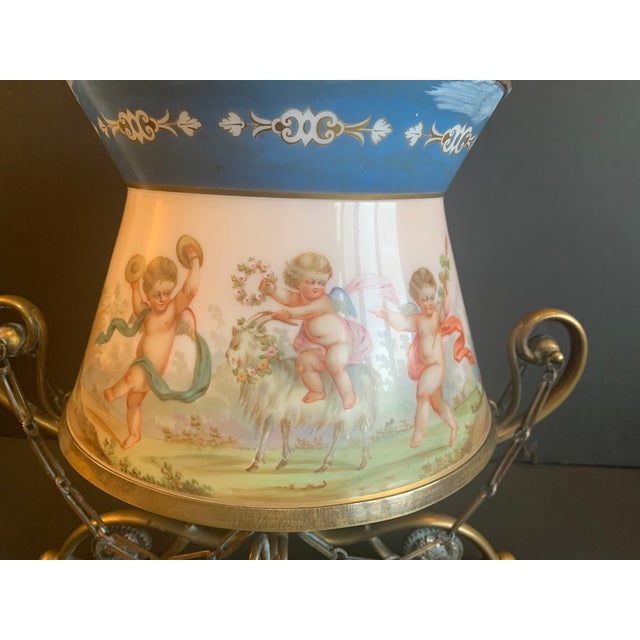 Large Antique French or Austrian Figural Art Glass Cache Pot Jardiniere in Bronze Cradle Stand & Bronze Rim For Sale - Image 12 of 14