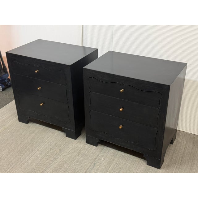 Wood Scalloped Drawer Nightstands, Pair For Sale - Image 7 of 12
