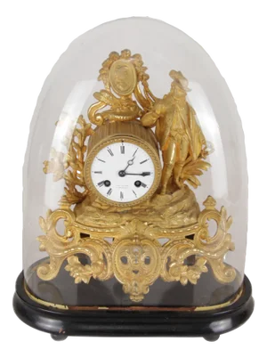 Antique German Gold-Plated Mantel Pendulum Clock, 1860s