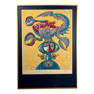 Vintage Yossi Stern Israeli Artist Limited Edition Lithograph Matted & Framed Signed For Sale