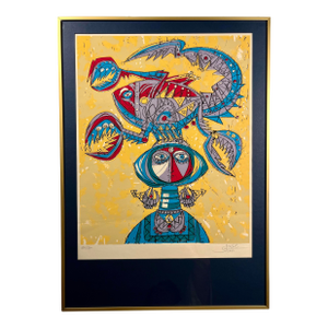 Vintage Yossi Stern Israeli Artist Limited Edition Lithograph Matted & Framed Signed