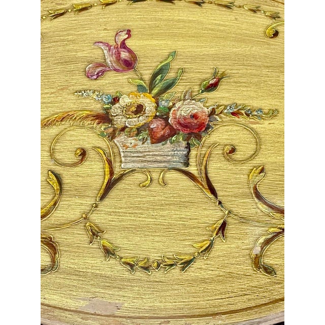 Late 20th Century Vintage Scalloped Floral Faux Bamboo Side Table For Sale - Image 5 of 9