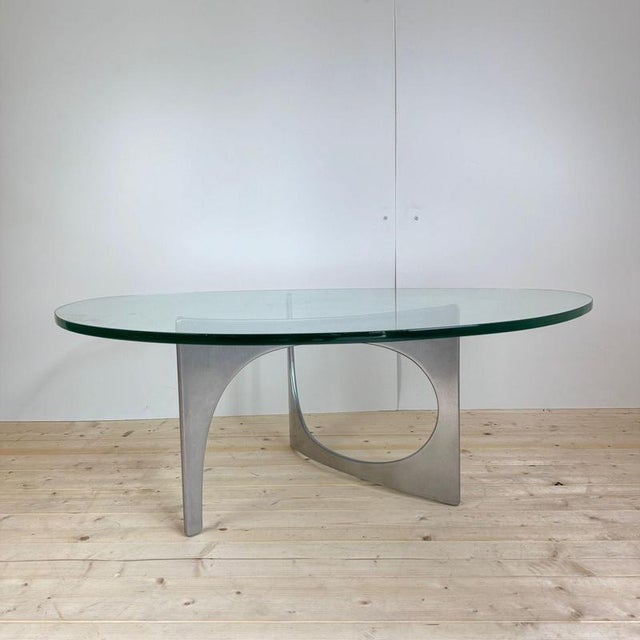 Aluminum and Glass Coffee Table by Knut Hesterberg, 1970s For Sale - Image 6 of 7